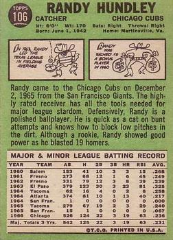 1967 Topps #106 Randy Hundley back image