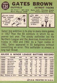 1967 Topps #134 Gates Brown back image