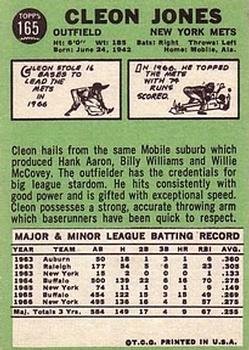 1967 Topps #165 Cleon Jones back image