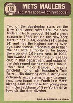 1967 Topps #186 Mets Maulers/Ed Kranepool/Ron Swoboda back image