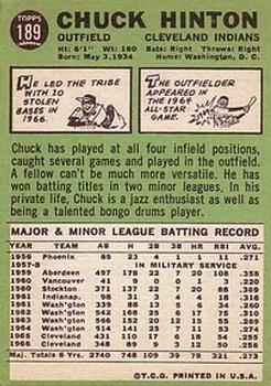 1967 Topps #189 Chuck Hinton back image