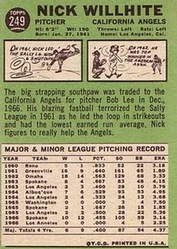 1967 Topps #249 Nick Willhite back image