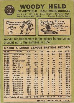 1967 Topps #251 Woody Held back image