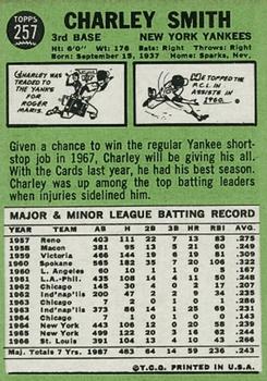 1967 Topps #257 Charlie Smith back image