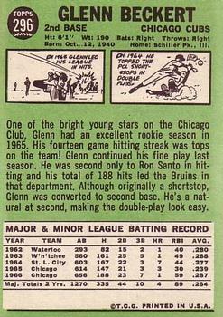 1967 Topps #296 Glenn Beckert back image