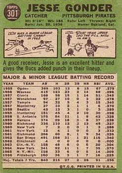 1967 Topps #301 Jesse Gonder back image