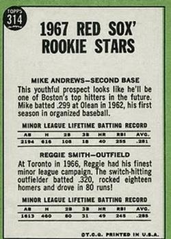1967 Topps #314 Rookie Stars/Mike Andrews RC/Reggie Smith RC back image