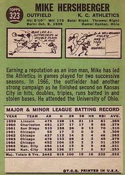 1967 Topps #323 Mike Hershberger back image