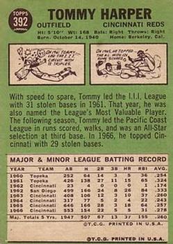 1967 Topps #392 Tommy Harper DP back image