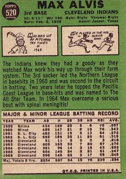 1967 Topps #520 Max Alvis back image