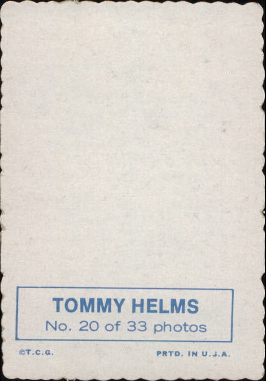 1969 Topps Deckle Edge #20 Tommy Helms back image