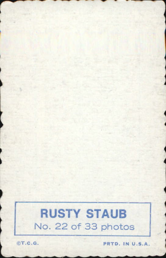 1969 Topps Deckle Edge #22A Rusty Staub back image