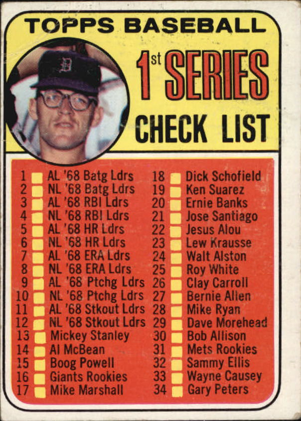 1969 Topps #57 Checklist 1/Denny McLain