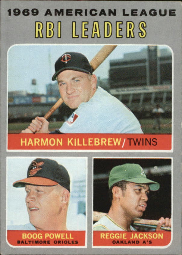 1970 Topps #64 AL RBI Leaders/Harmon Killebrew/Boog Powell/Reggie Jackson