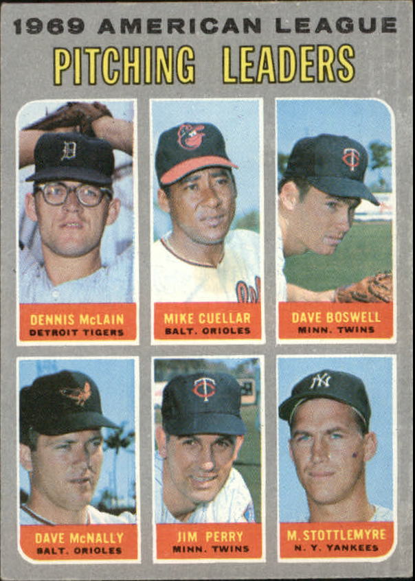 1970 Topps #70 AL Pitching Leaders/Dennis McLain/Mike Cuellar/Dave Boswell/Dave McNally/Jim Perry/Mel Stottlemyre
