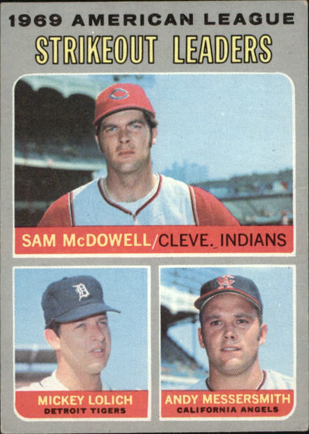 1970 Topps #72 AL Strikeout Leaders/Sam McDowell/Mickey Lolich/Andy Messersmith