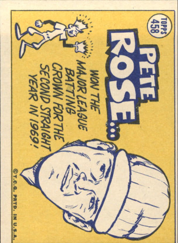 1970 Topps #458 Pete Rose AS back image