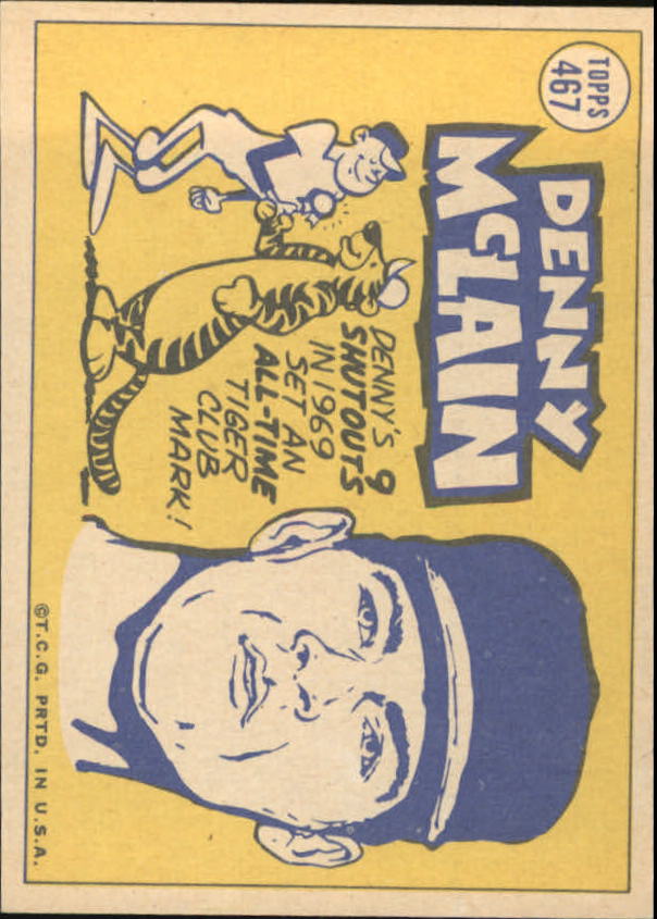1970 Topps #467 Denny McLain AS back image