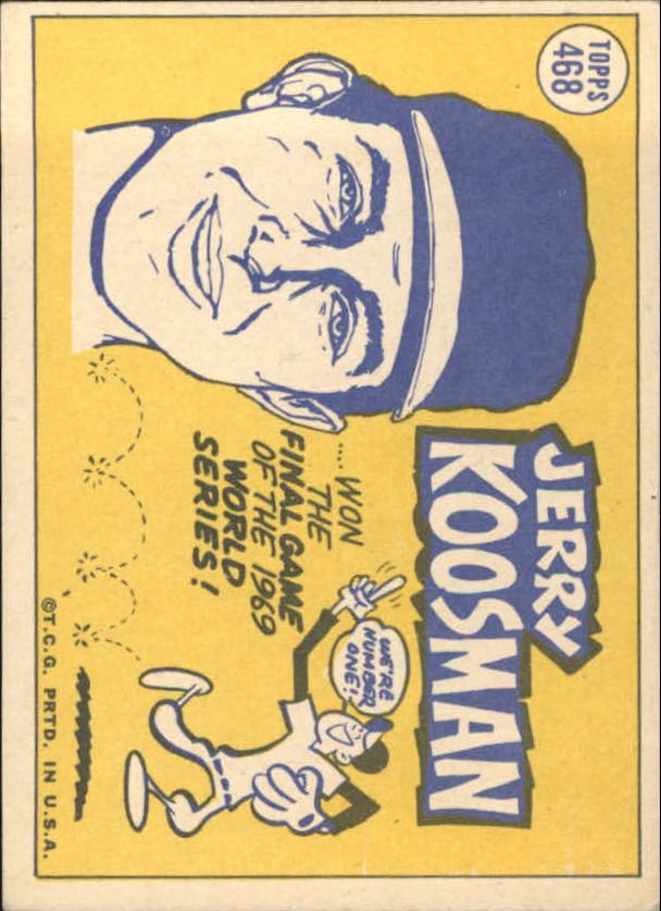 1970 Topps #468 Jerry Koosman AS back image