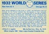 1970 Fleer Laughlin World Series Blue Backs #29 1932 Yankees/Cubs/(Babe Ruth/and Lou Gehrig) back image