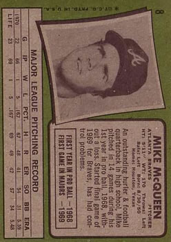 1971 Topps #8 Mike McQueen back image