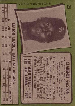 1971 Topps #25 Clarence Gaston back image
