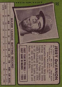 1971 Topps #32 Jerry DaVanon back image
