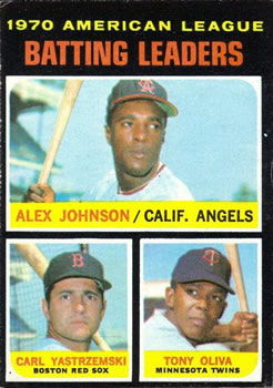 1971 Topps #61 AL Batting Leaders/Alex Johnson/Carl Yastrzemski/Tony Oliva