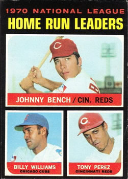 1971 Topps #66 NL Home Run Leaders/Johnny Bench/Billy Williams/Tony Perez