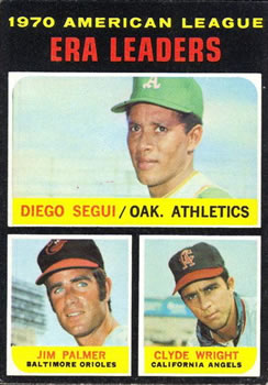 1971 Topps #67 AL ERA Leaders/Diego Segui/Jim Palmer/Clyde Wright