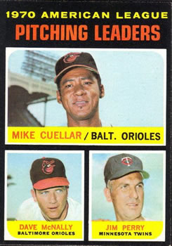 1971 Topps #69 AL Pitching Leaders/Mike Cuellar/Dave McNally/Jim Perry