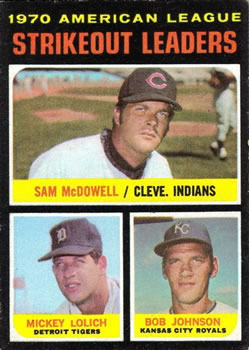 1971 Topps #71 AL Strikeout Leaders/Sam McDowell/Mickey Lolich/Bob Johnson