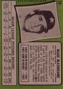 1971 Topps #79 Wade Blasingame back image