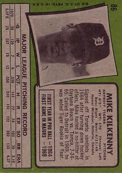 1971 Topps #86 Mike Kilkenny back image