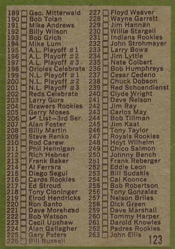 1971 Topps #123A Checklist 2/Card number/at bottom right back image