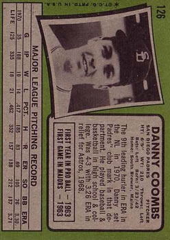 1971 Topps #126 Danny Coombs back image