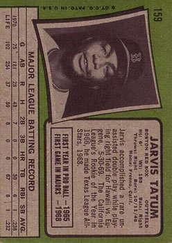 1971 Topps #159 Jarvis Tatum back image