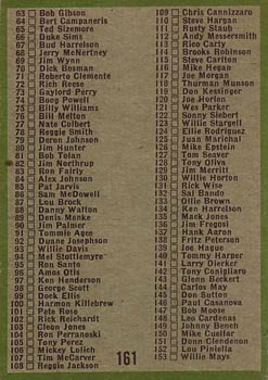 1971 Topps #161 Coin Checklist back image