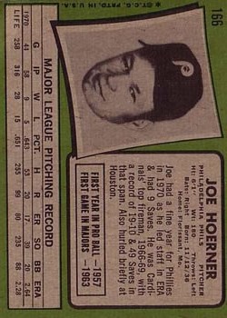 1971 Topps #166 Joe Hoerner back image