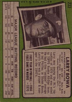 1971 Topps #233 Larry Bowa back image