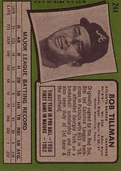 1971 Topps #244 Bob Tillman back image