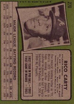 1971 Topps #270 Rico Carty back image
