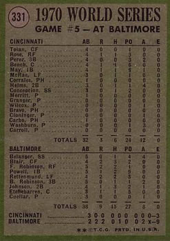 1971 Topps #331 World Series Game 5/Brooks Robinson back image