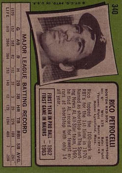 1971 Topps #340 Rico Petrocelli back image
