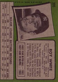1971 Topps #395 Roy White back image