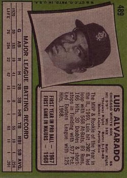 1971 Topps #489 Luis Alvarado back image