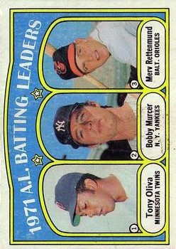1972 Topps #86 AL Batting Leaders/Tony Oliva/Bobby Murcer/Merv Rettenmund