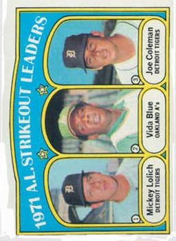 1972 Topps #96 AL Strikeout Leaders/Mickey Lolich/Vida Blue/Joe Coleman