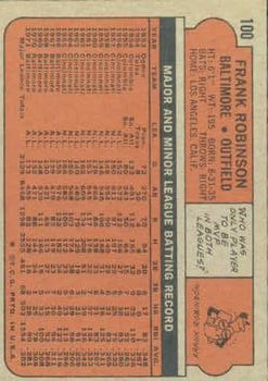 1972 Topps #100 Frank Robinson back image