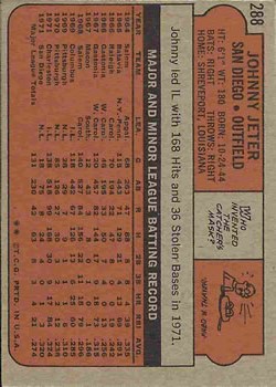 1972 Topps #288 Johnny Jeter back image